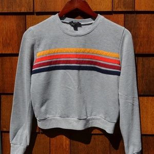 Women's grey rainbow multi stripe sweatshirt